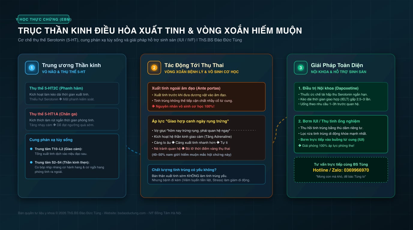 Trục thần kinh điều hòa xuất tinh và cơ chế hiếm muộn nam